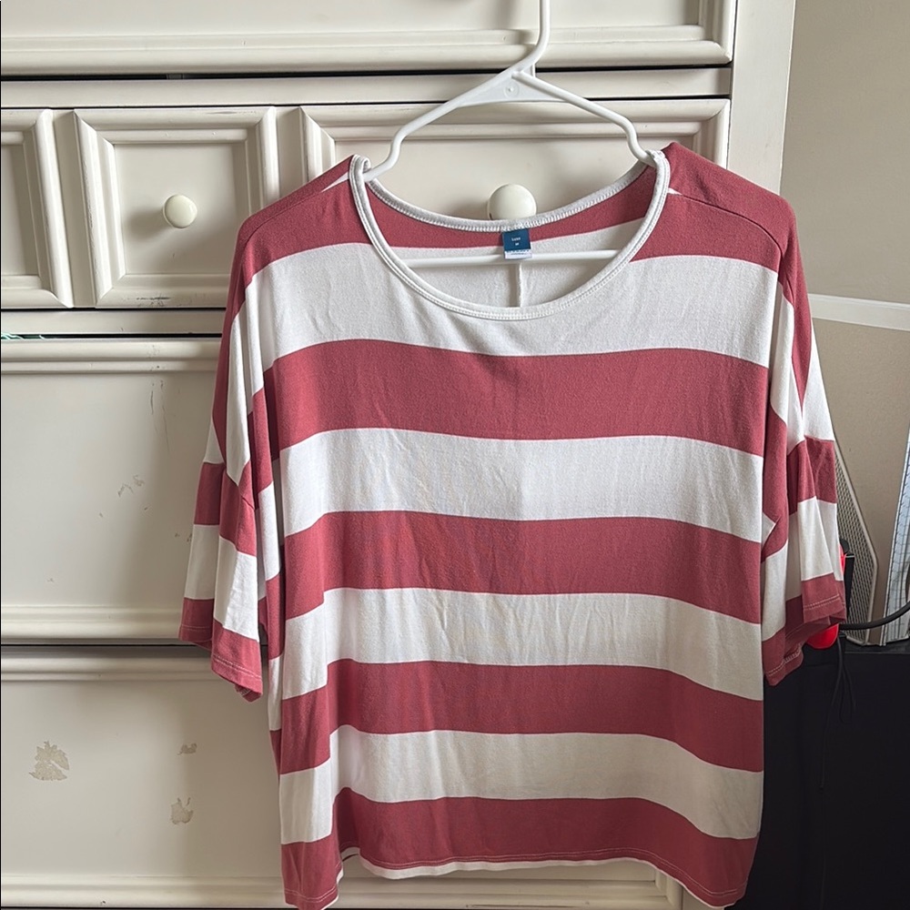 Old Navy Red and White Boxy Short Sleeve Tee